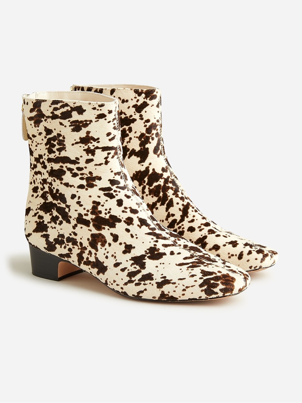 J Crew Roxie zip-back ankle boots in calf hair